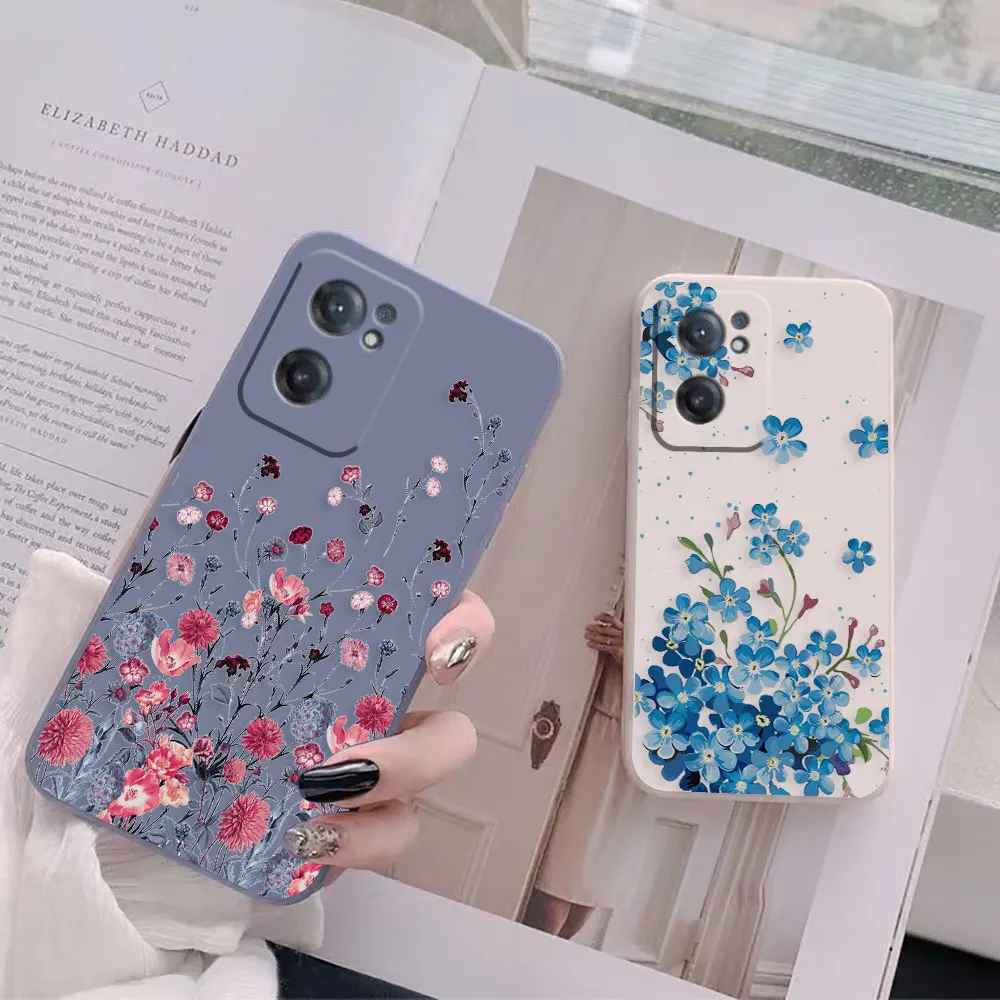 Spring Flowers Butterfly Phone Case For Oneplus 9 9R 8 8T 7 7T ACE 2V NORD CE 2 3 Lite 5G Pro Colour Liquid Case Funda Shell