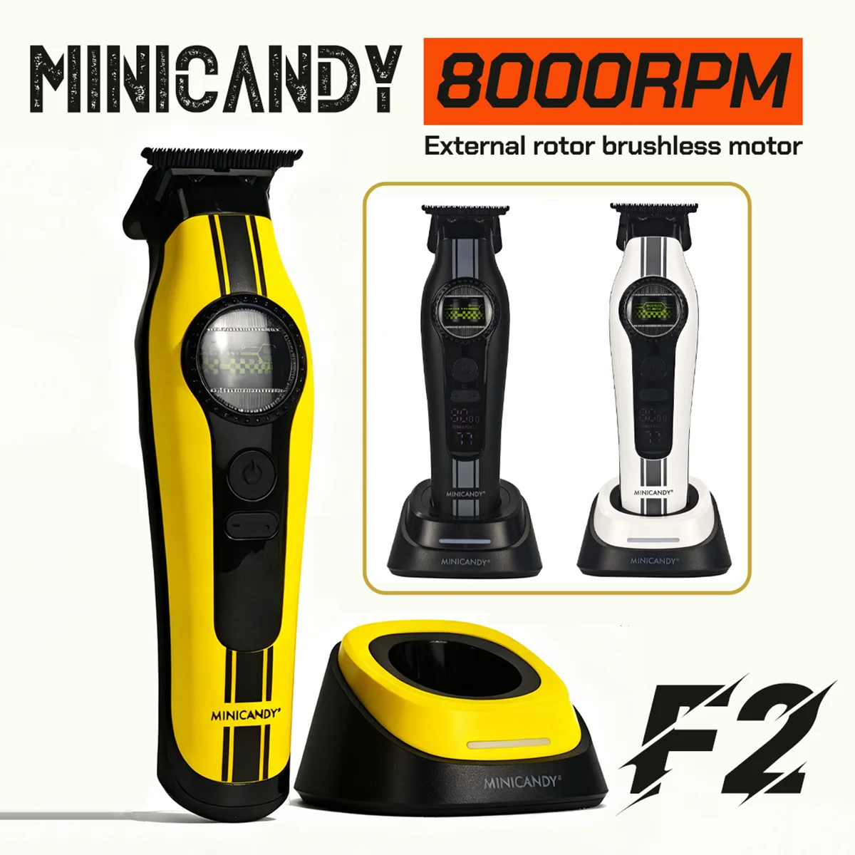 

Professional hair salon hair clipper JUCAI-F2 8000RPM men's hair trimmer beard trimming tool yellow white black shaver