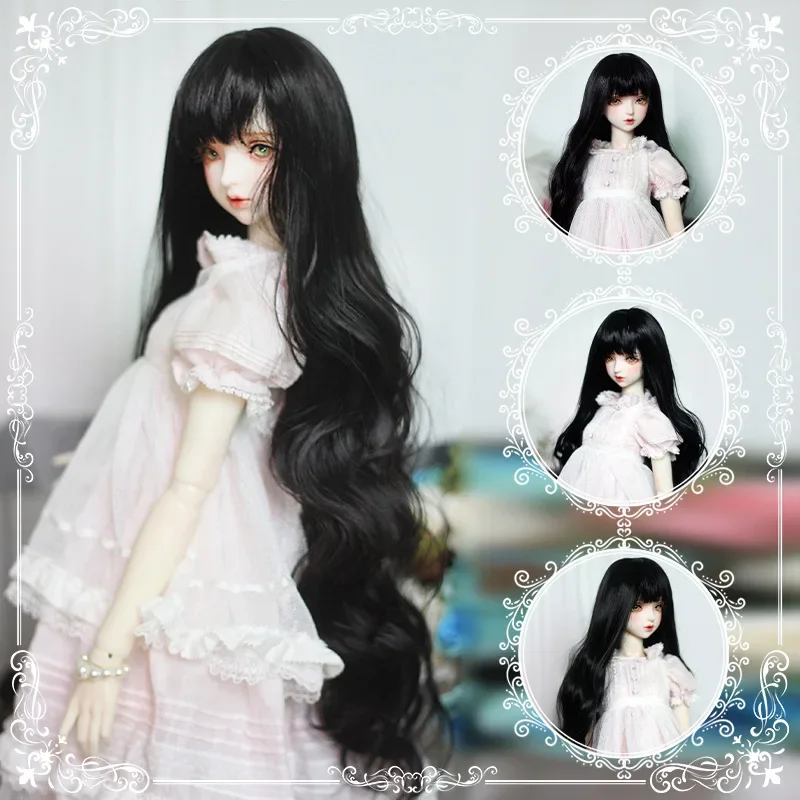 30/45/60 Cm Doll Wig for 1/3 1/4 1/6 BJD/DD/MDD/SD Black Long Curly Hair Change Dress Up Diy Girl Kid Play House Toy Accessories