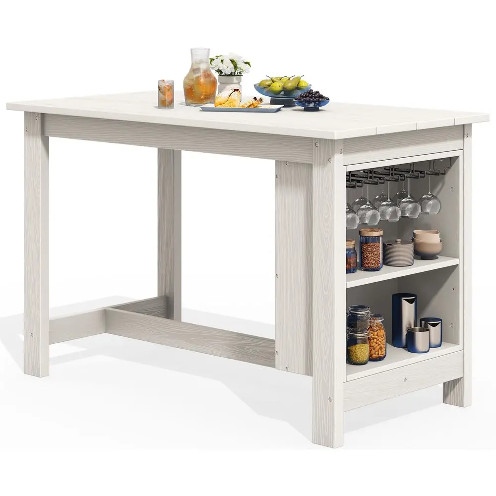 

Outdoor Bar Table, All Weather HDPE 36 Counter Height Dining Table with Storage and Wine Rack for Patio, Garden, Backyard, Balc