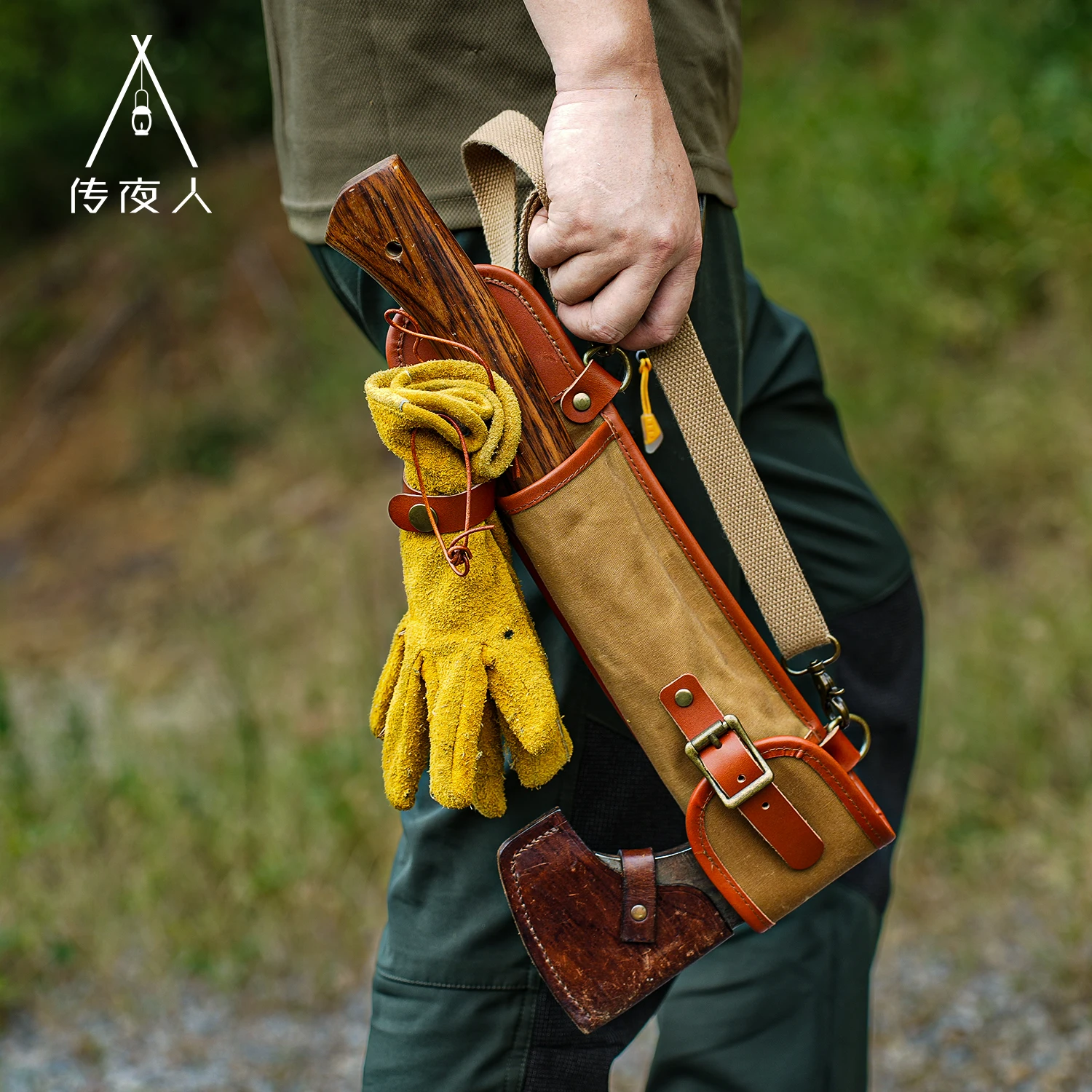 

Outdoor Camping Axe Sheath – Rugged Waxed Canvas & Leather Hatchet Cover with Belt Loop, Bushcraft Hiking Axe Holder
