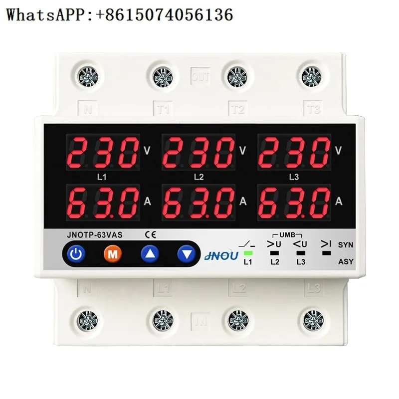 

Split section three-phase adjustable digital display self resetting protector with overload of 63A, zero and phase loss of 220V