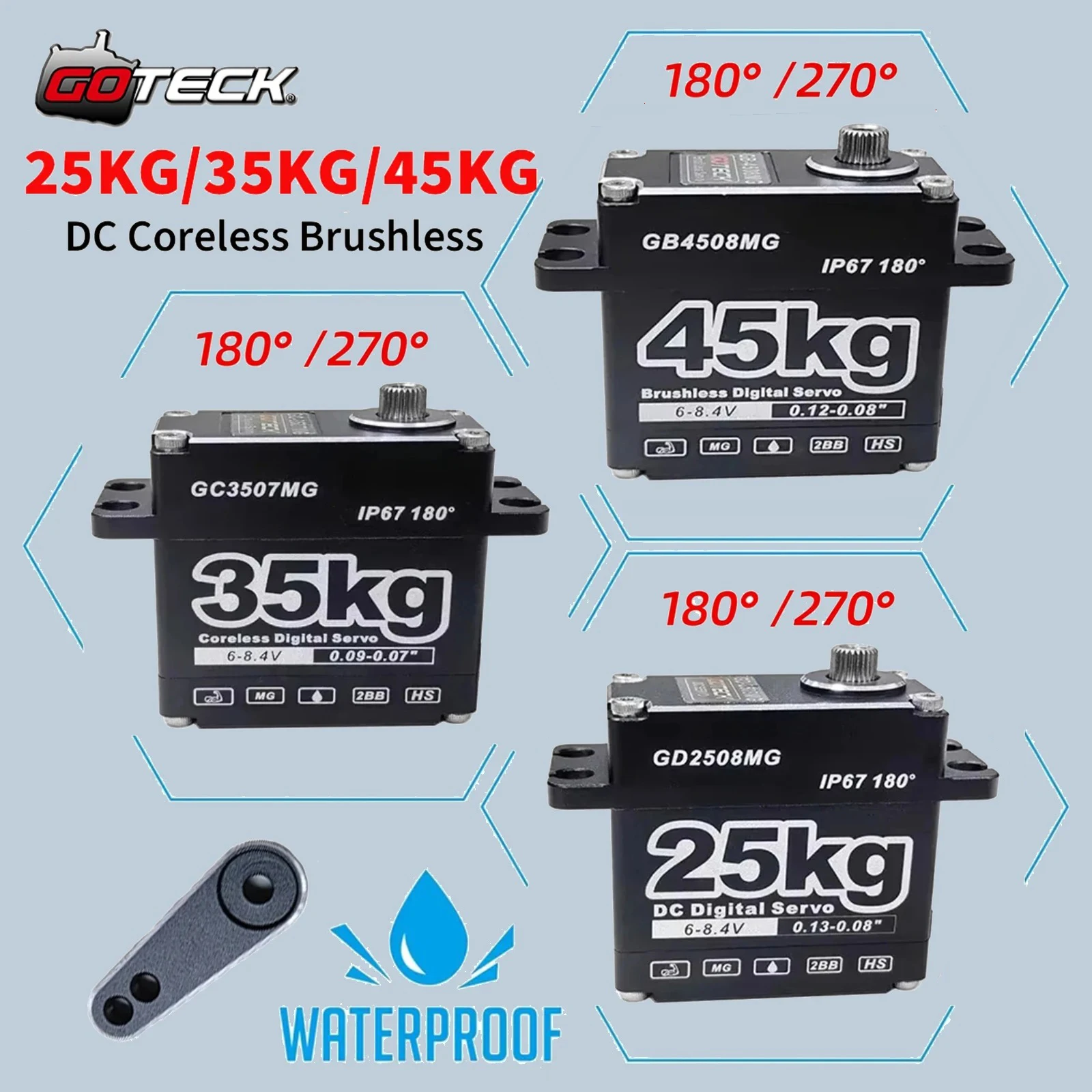 

High-Torque Waterproof Servo: 25-45kg Metal Gear for 1/10 & 1/8 Scale Crawlers​