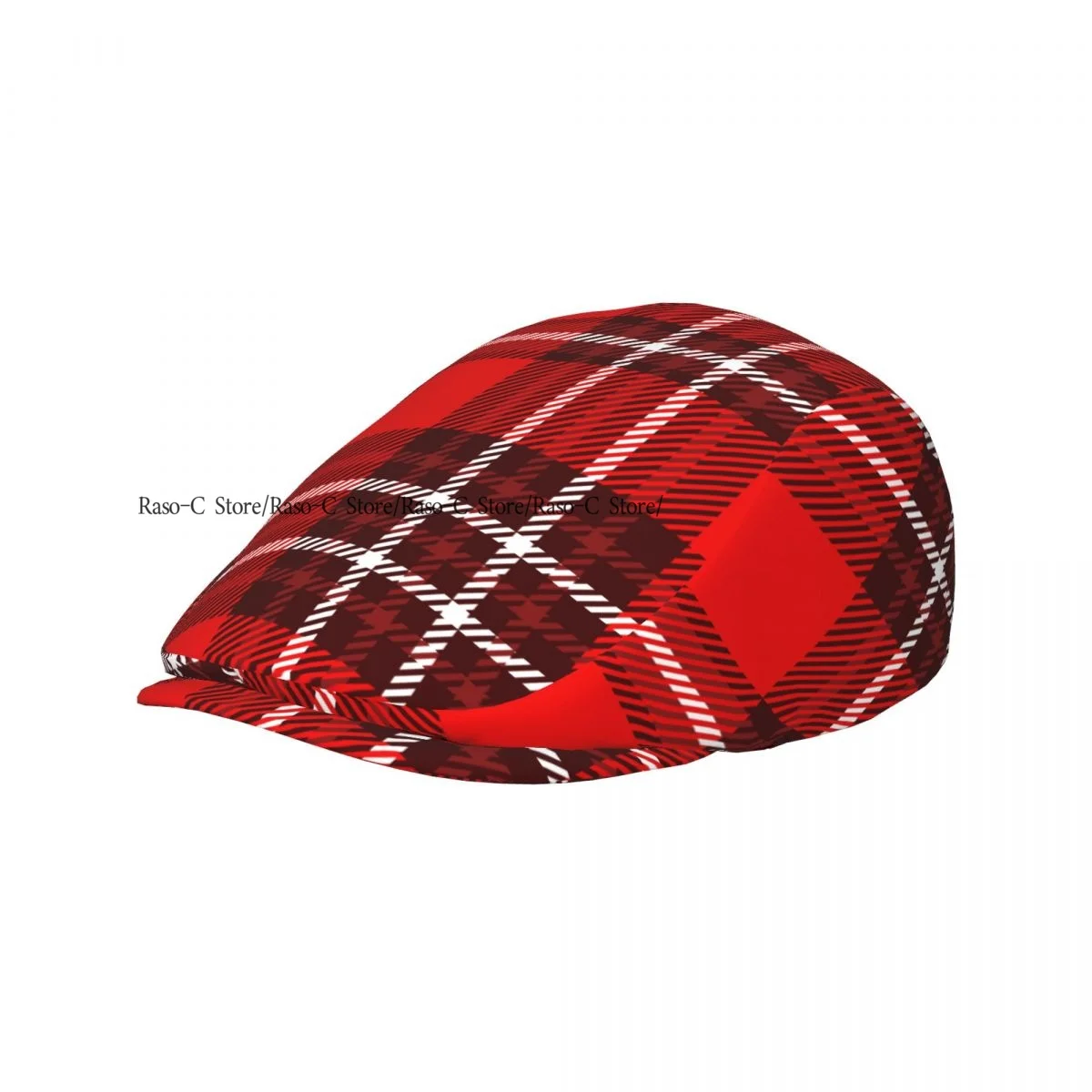 Unisex Adult Forward Peaked Cap Red And White Plaid In Burgundy Newsboy Flat Cap Casual Streetwear Ivy Driving Hat