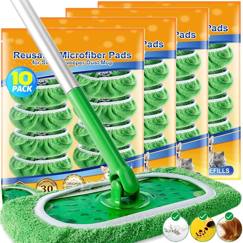 Paño de mopa de microfibra, esponja absorbente de repuesto reutilizable, adecuado para fregona plana Swiffer, accesorios para el hogar, baño verde