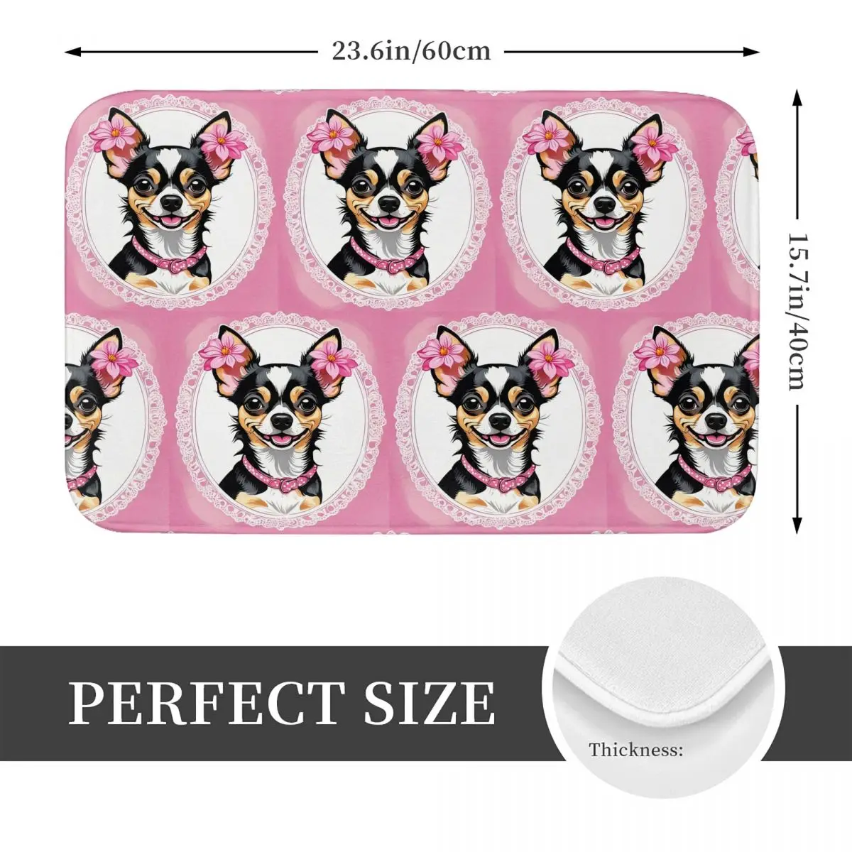 Chihuahua Dog Anti-slip Doormat Floor Mat Antiwear Carpet Rug for Kitchen Entrance Home Bathroom Living room Footpad Mats