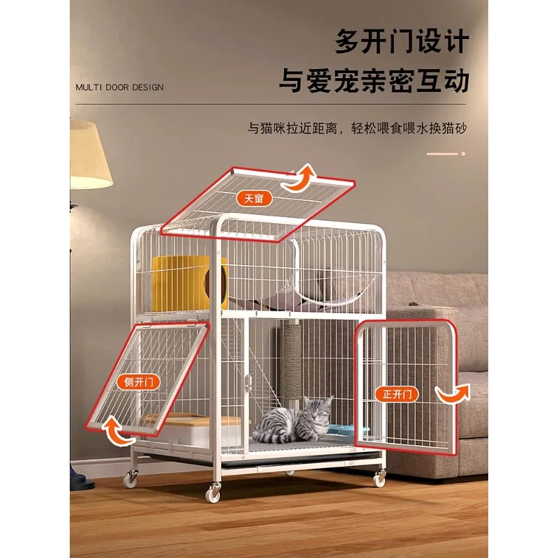 Cat cage home indoor two-storey  villa does not occupy an area of pet  house small apartment  kennel  house