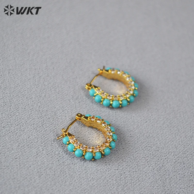 

WT-E822 2026 New Turquoise Micropave Versatile Earring With 18k Real Gold Plated For Friends Dressing ACC