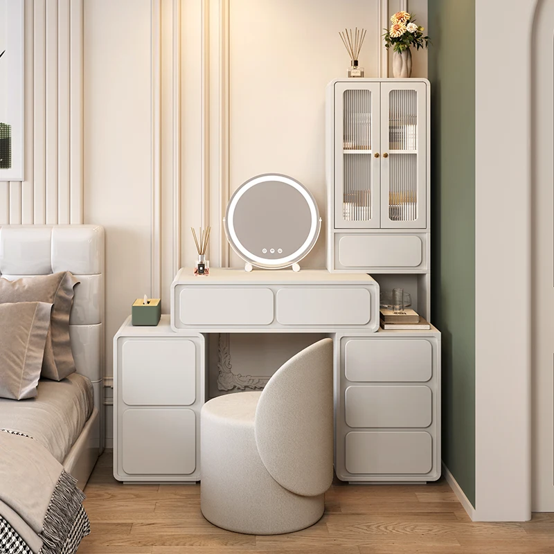 

French cream style simple dresser bedroom modern desk storage cabinet integrated large capacity locker makeup table