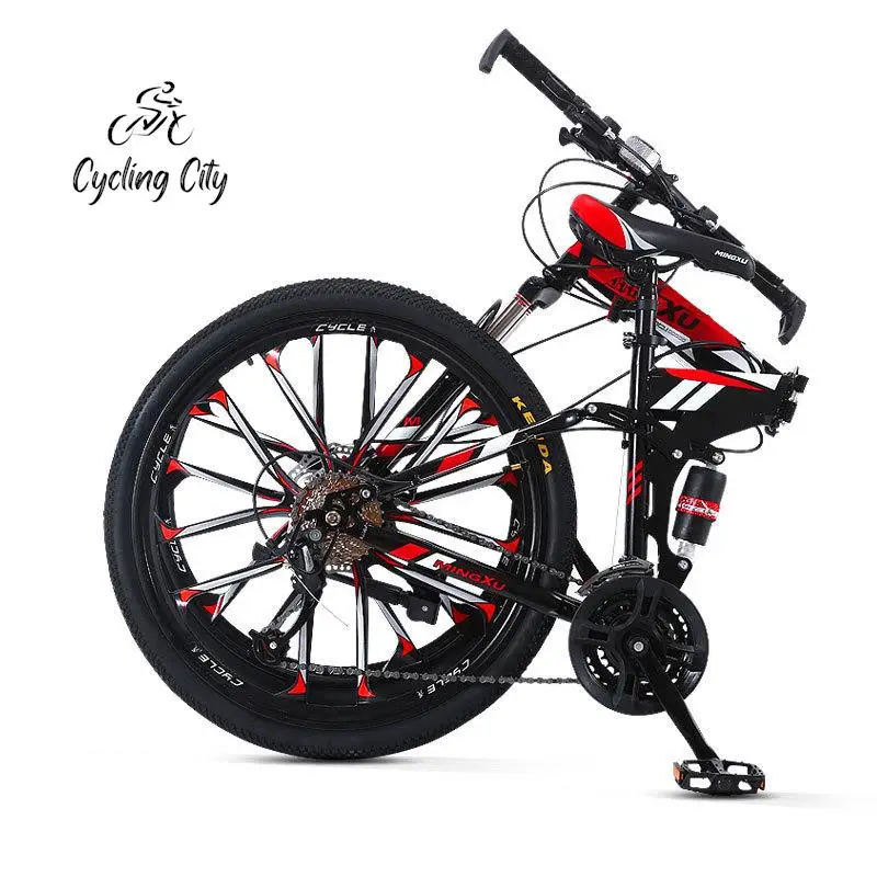 Cycling City Mountain Bike Folding Mountain Bike 24/26 Inch Double Shock Absorption One Wheel Bike Adult Variable Speed Bike New