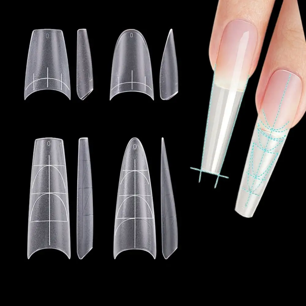 Half Cover French False Nails DIY with Guiding Line Scaled False Full Nail Tips with Storage Case Manicure Tool