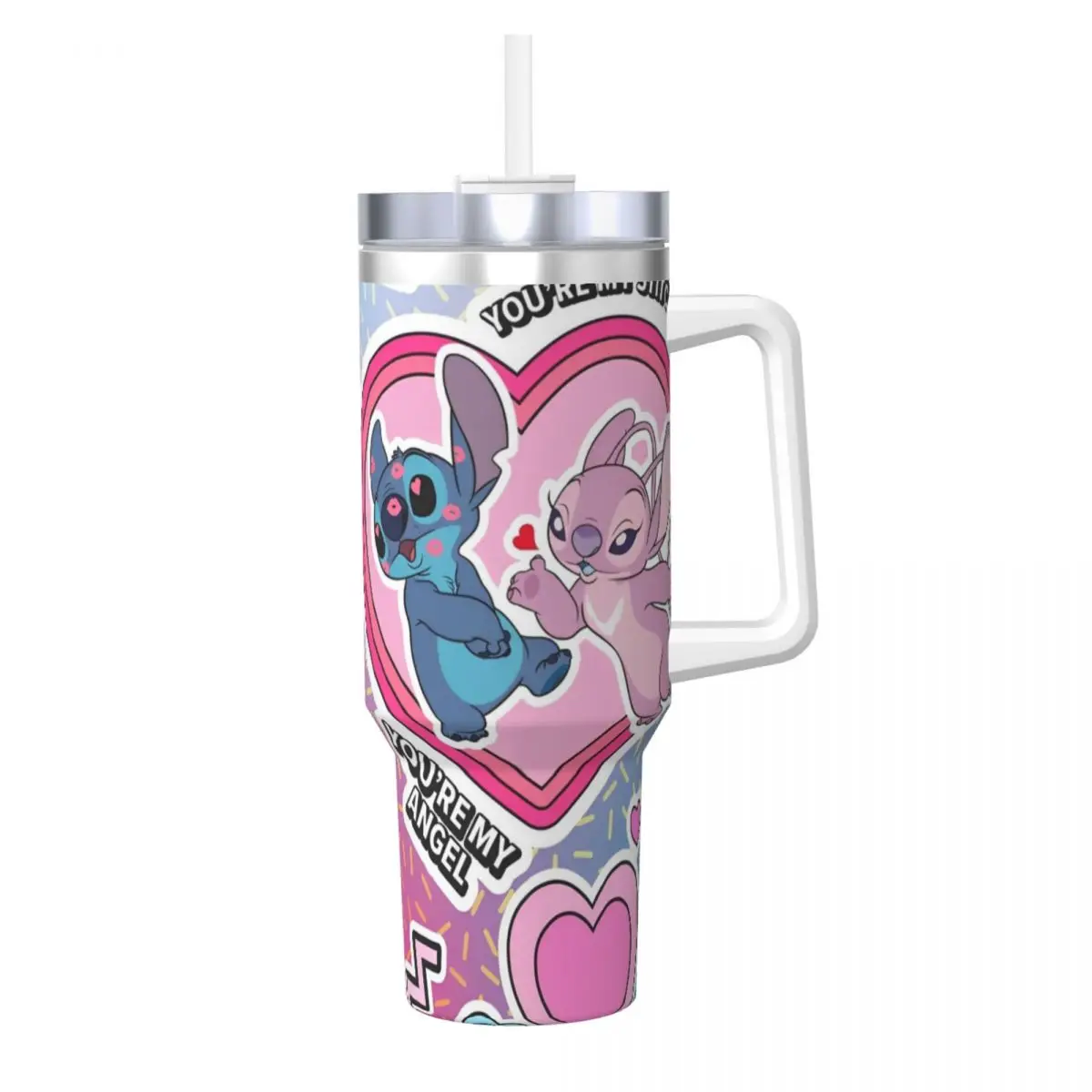 Stainless Steel Tumbler Stitch And Angel Thermal Mug love Portable Cold Drink Mugs Cup Travel Custom Water Bottle