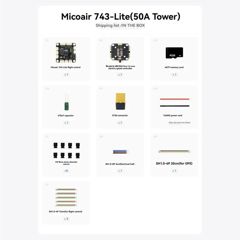 B92B MicoAir743 Lite FPV Stack H743 Flight Controller 50A 4in1 ESC for Ardupilot Firmware Bluetooth