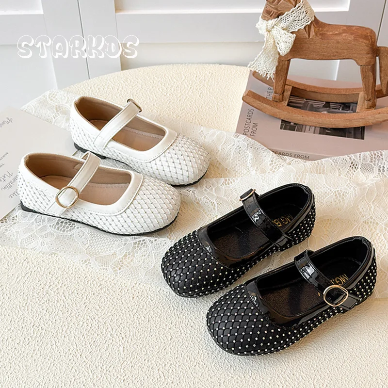 

Luxury Rhinestones Covered Fishnet Mary Jane Shoes Kid Girls Elegant Brand Design Princess Ballet Flat Child Party Dress Zapatos