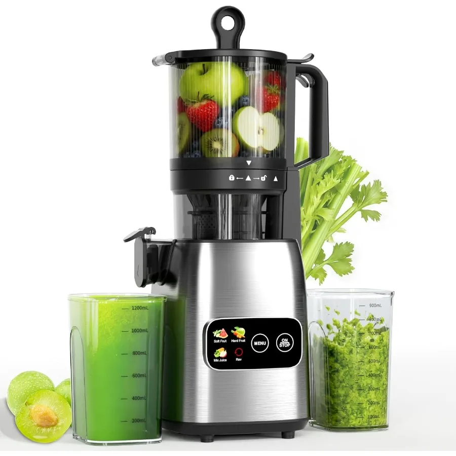 

Cold Press Juicer with 5.4 Extra Large Feed Chute for Whole Fruits Vegetables Touch Screen Slow Masticating Juicer in Stainless
