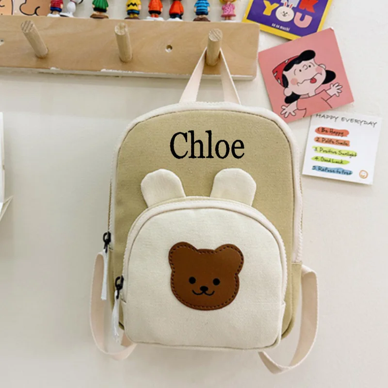 Personal isierte Stickerei Kleinkind Rucksack Cartoon Tier Bär Hase Rucksack Kawaii Outdoor Snack Lagerung Rucksack Baby tasche