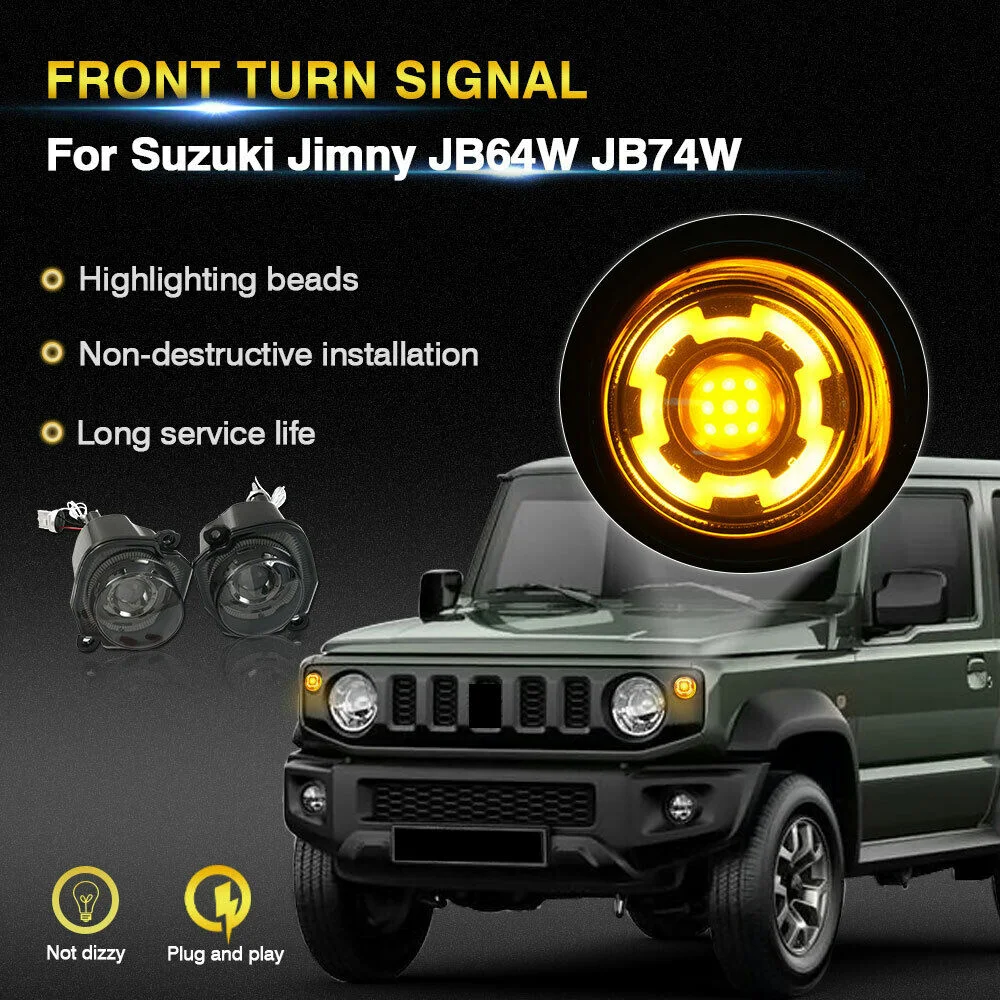 Led Car Grille Turn Signal Light for Suzuki Jimny JB64 Jb74w 2019 2020 2021 2022 2023 Amber White Head Daytime Running Lamp