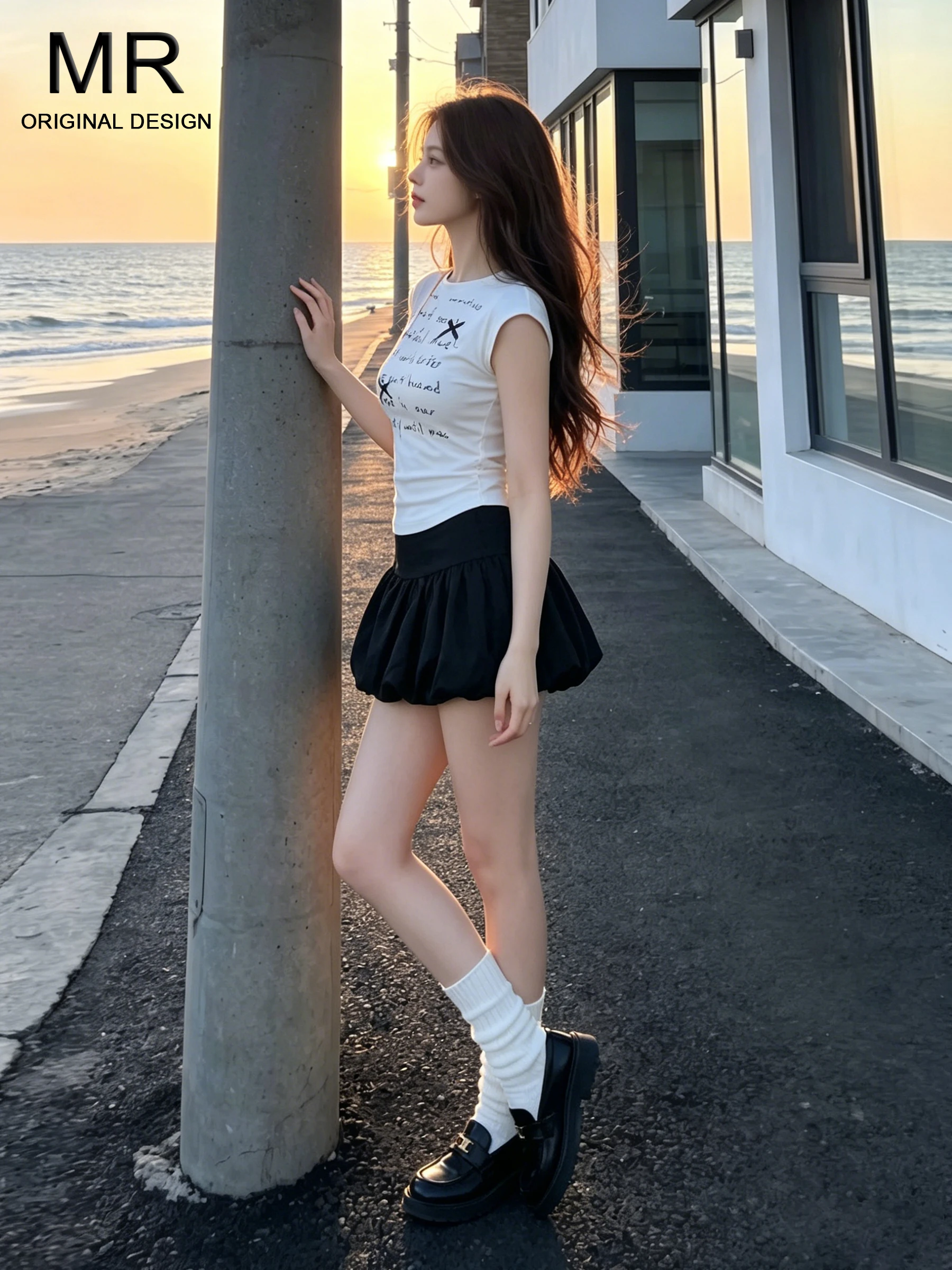 

High Waist A-Line Skirt Women's Spring Summer Floral Pleated Puffy Short Skirts Casual Style with Inner