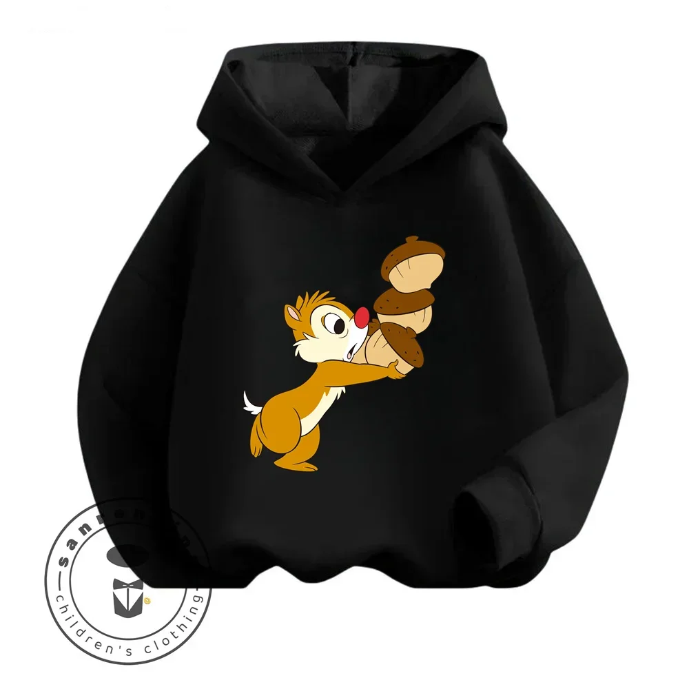 Cute Chic Long Sleeve with Chip \'n\' Dale Cartoon Characters Design Children\'s Spring Autumn Antibacterial Anti Wrinkle Hoodie