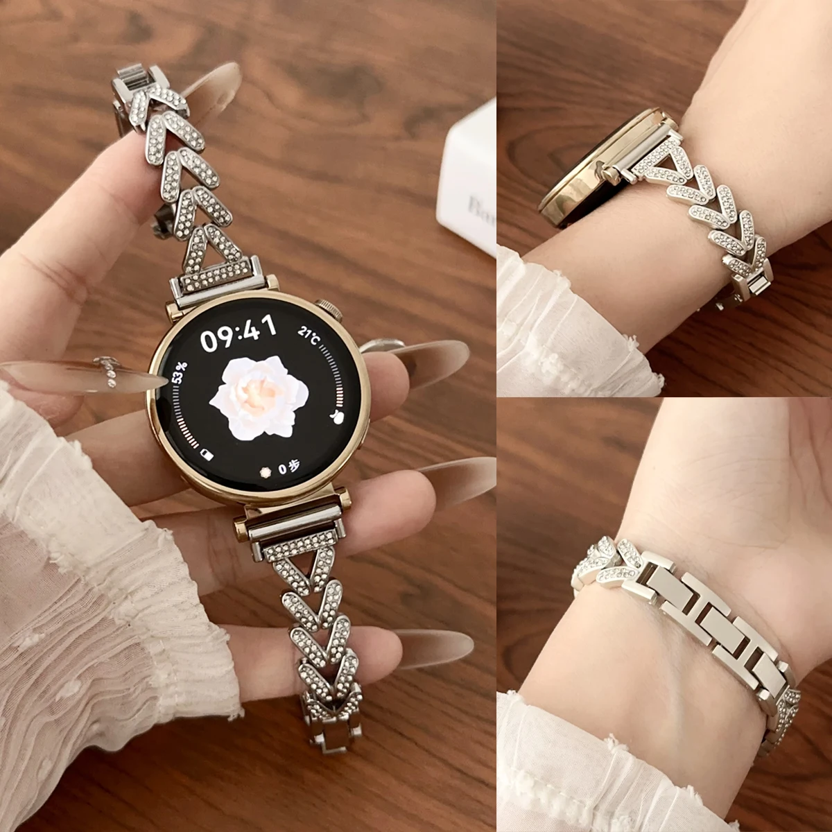 

Metal Diamond strap for Samsung Galaxy Watch 7/6/5 pro/4/Classic/active Gear s3 20mm 22mm bracelet Huawei GT/2/GT2/3 Pro 4 band