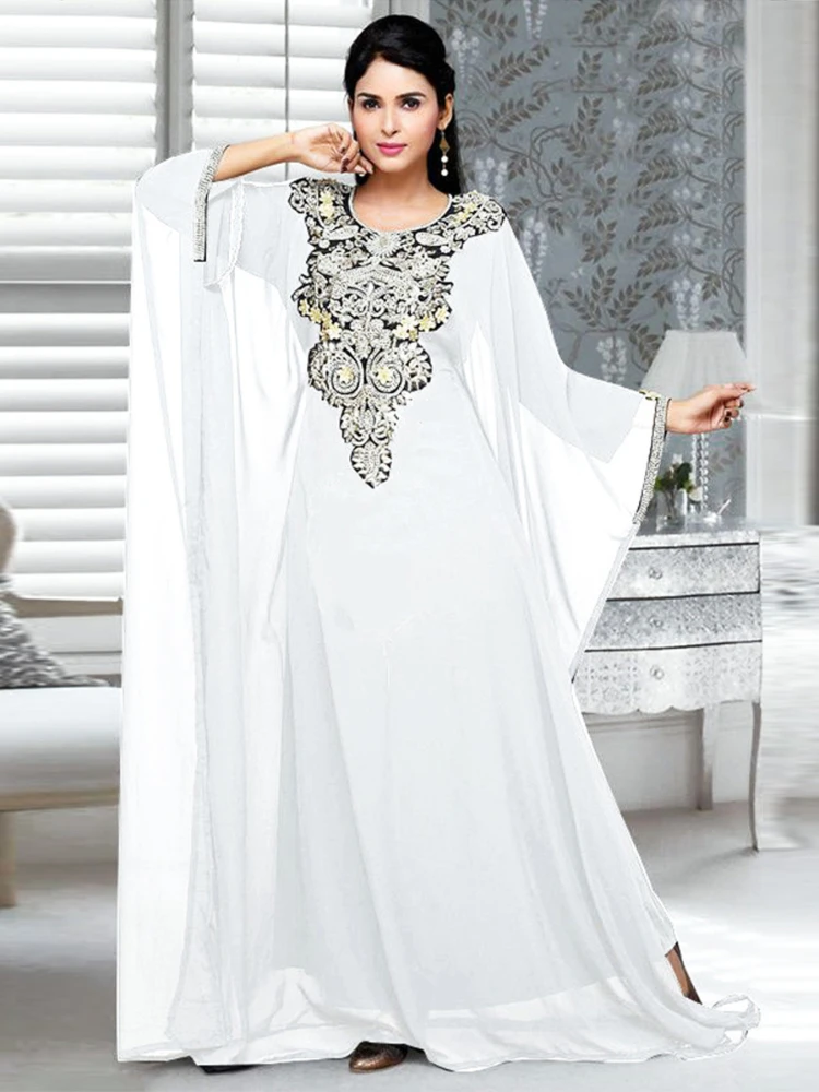 Morocco Muslim Dress Women Abaya Kaftans Embroidery Evening Dresses for Women Dubai Turkey Islam Long Dress Robe Femme Vestidos