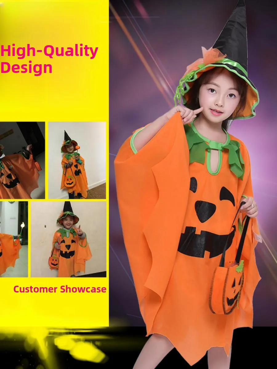 Halloween Par Kostüm Kürbis Outfit Kinder Performance Dr Set Rock für Jungen und Mädchen Cosplay Polyesterfaser