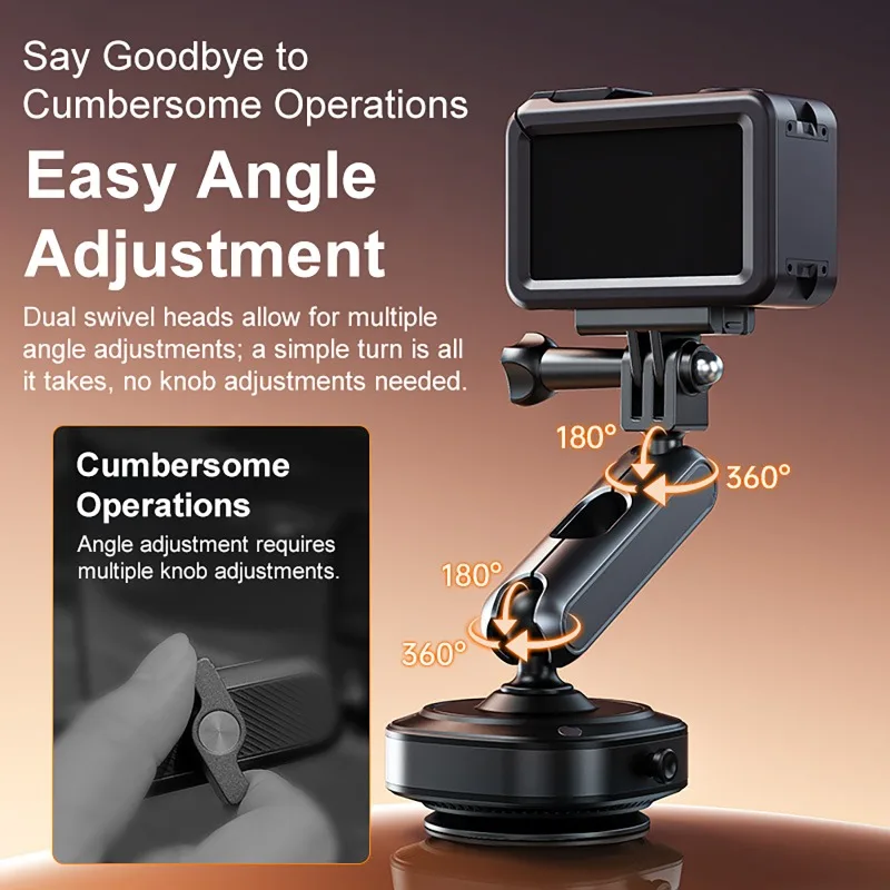 

Электрическое вакуумное крепление для автомобильной экшн-камеры с поворотом на 360° ° Регулируемый держатель из алюминиевого сплава для серий DJI/AKASO/GoPro/Insta360