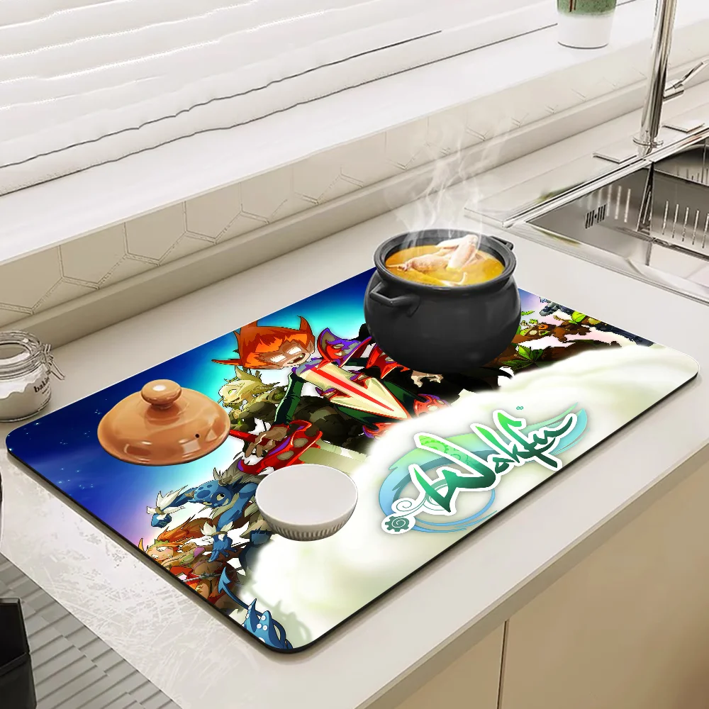 W-Wakfu Game Kitchen Absorbent Pad Dry Draining Mat Sink Washstand Coffee Machine Pads Table Placemat Faucet Anti Splash