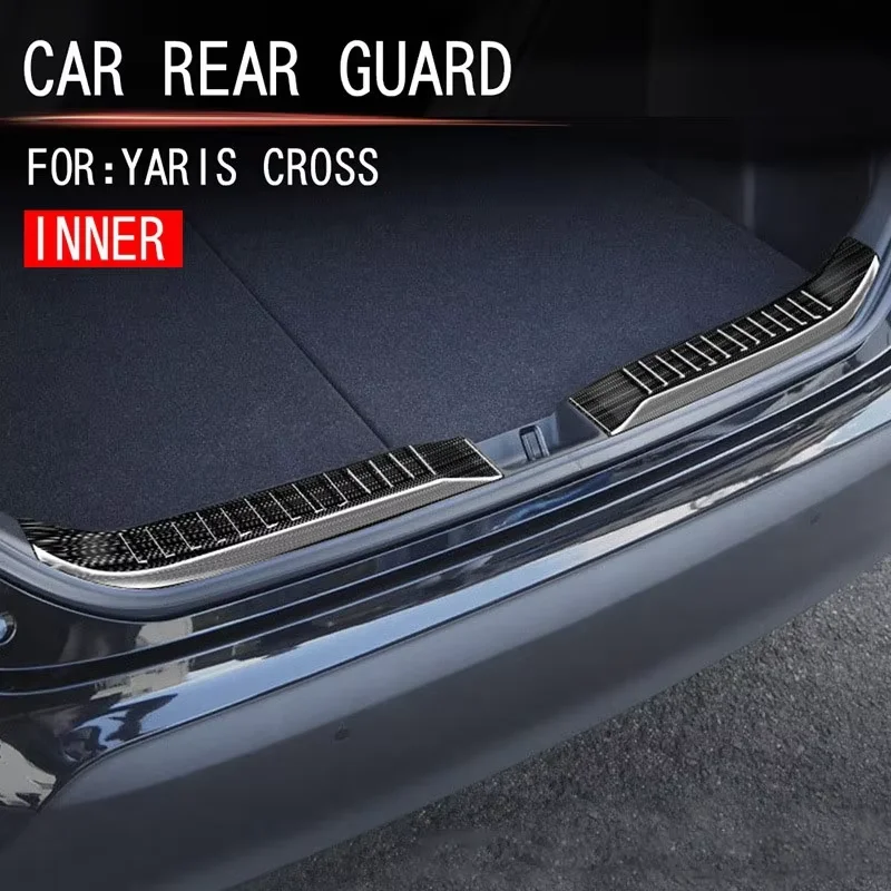 For Toyota Yaris Cross Hybrid 2020 2021 Stainless Steel Accessories Car Rear Bumper Protector Stickers Trunk Guard Plate Decals