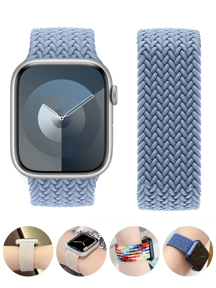 Bracelet tressé Solo Loop pour Apple Watch 46mm 44mm 45mm 42mm 40mm 41mm, bracelet correa iwatch Series Ultra 2 11 10 9 SE 8 7