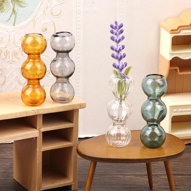 1:12 Dollhouse Miniature Glass Vase Flower Arrangement Flowerpot Storage Jar Home Garden Decor DollHouse Accessory Кукольный дом