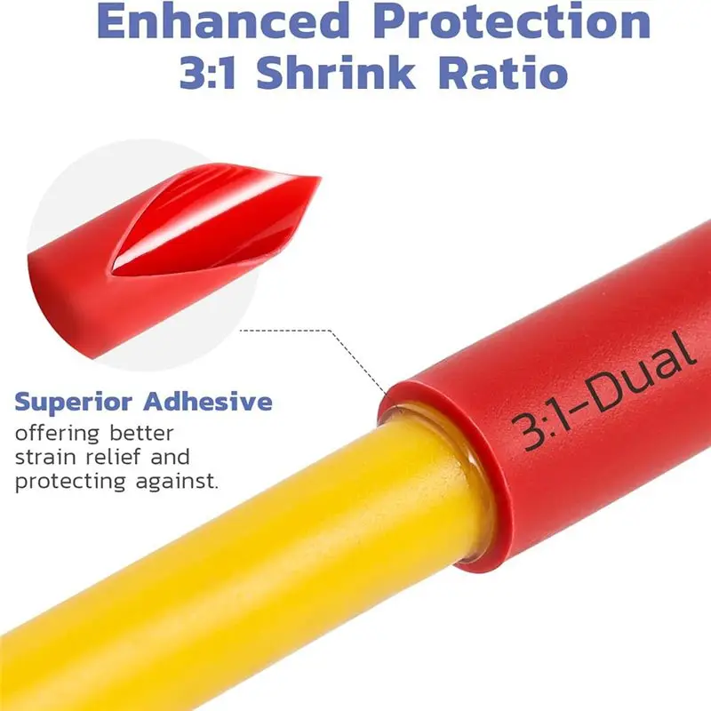 AA73 220PCS 3:1 Heat Shrink Tubing Kit, Adhesive Lined Marine Resistant Grade Shrink Wrap - 1.75In Length 6 Size 1/8In-3/4In