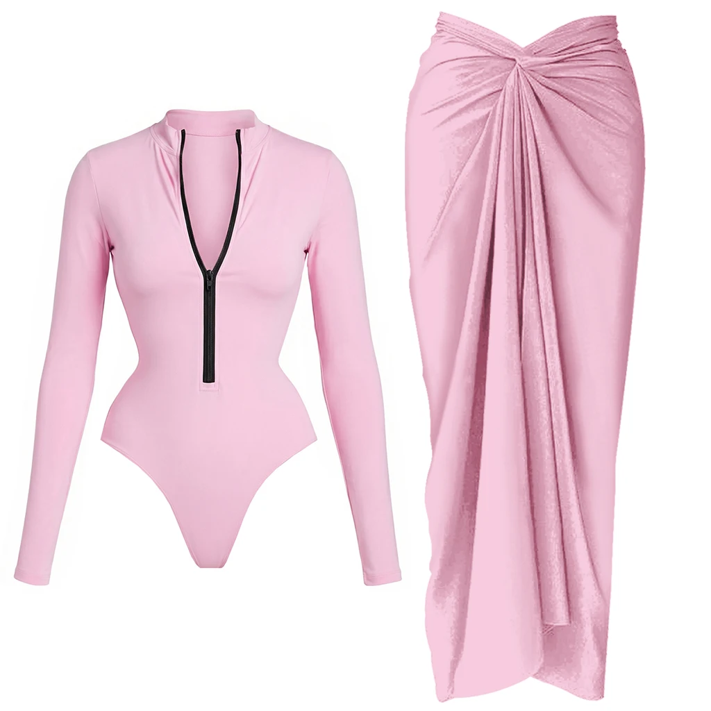 2026 Reißverschluss Einteiliger Badeanzug Sexy Bikini Damen Bademode Langarm Schwimmanzug Weiblicher Surf-Badeanzug Strandkleidung Biquini
