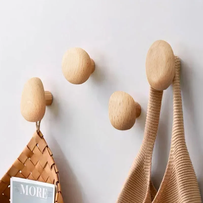 

Nordic Creative Coat Racks Solid Wood Coat Hangers Wall Hooks Pebble Shaped Cabinet Doors Drawer Handles Household Wall Decor