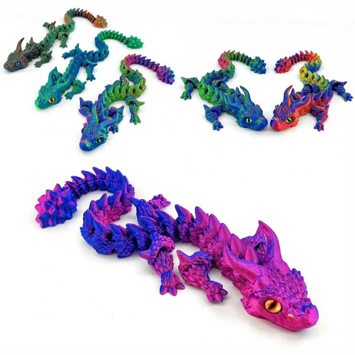 3D printed big horned dragon, domineering form, scales, clear details, multi-color optional holiday decorations, Christmas gifts