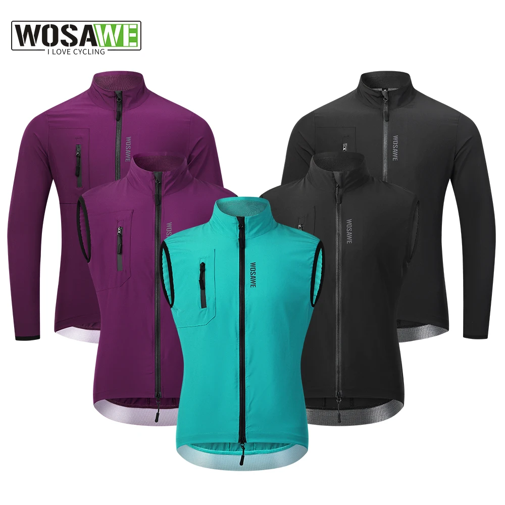 

WOSAWE 2023 All New Classic Light Windproof Vest Cycling Best Men's Wind Gilet New Stretch Fabric Jacket With Two Way Zipper