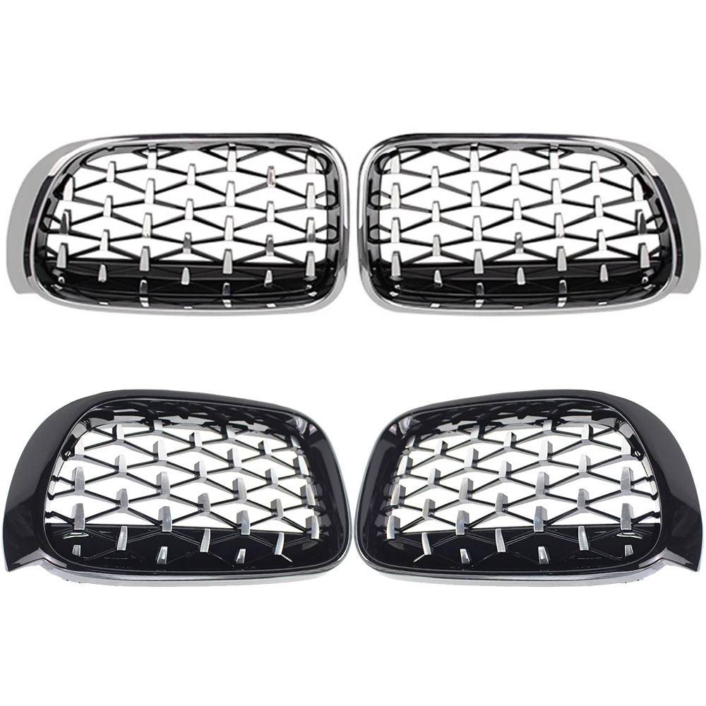 

Front Kidney Grille Diamond Grill Black/Chrome For BMW X3 F25 Facelift/X4 F26 2014 2015 2016 2017 Car Styling Accessories