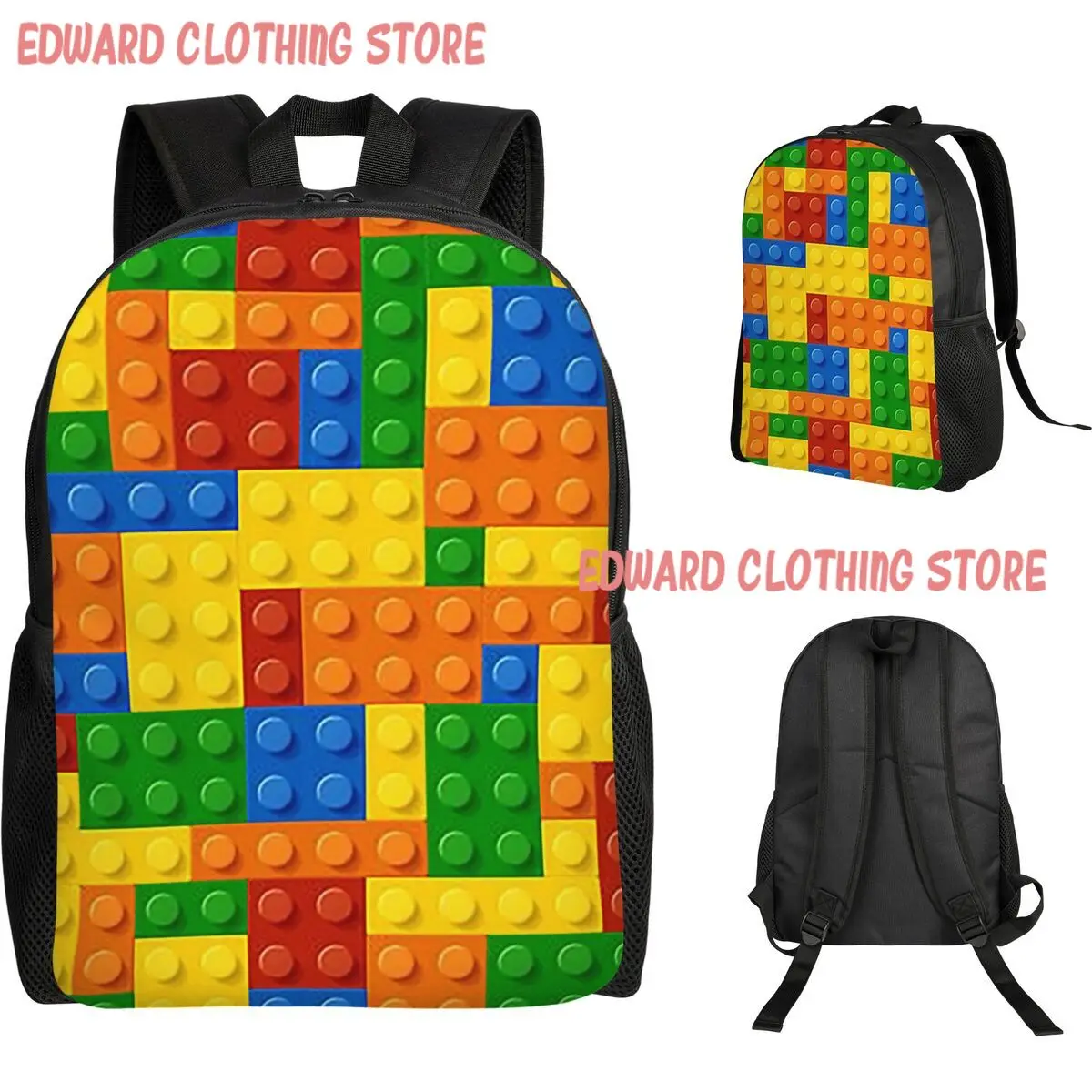 Building Blocks Construction Brick Backpack Student Boys Girls BookBag School Bag Computer Shoulder Bags
