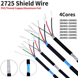 2M/10M Shielded Wire 28AWG - 16AWG Aluminum Foil Tinned Copper Line 4Cores Soft PVC UL2725 DIY USB Audio Electronic Signal Cable