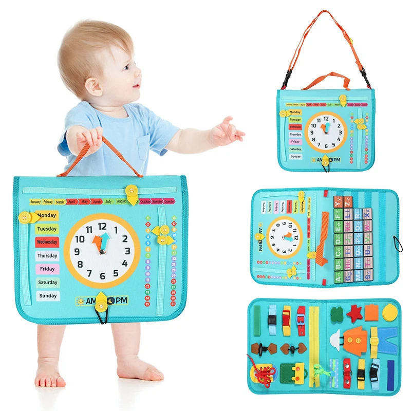 Montessori Sensory Board Busy Book Travel Toys Preschool Learning Activities Educational for Toddlers Kid Basic Life Skills Toys