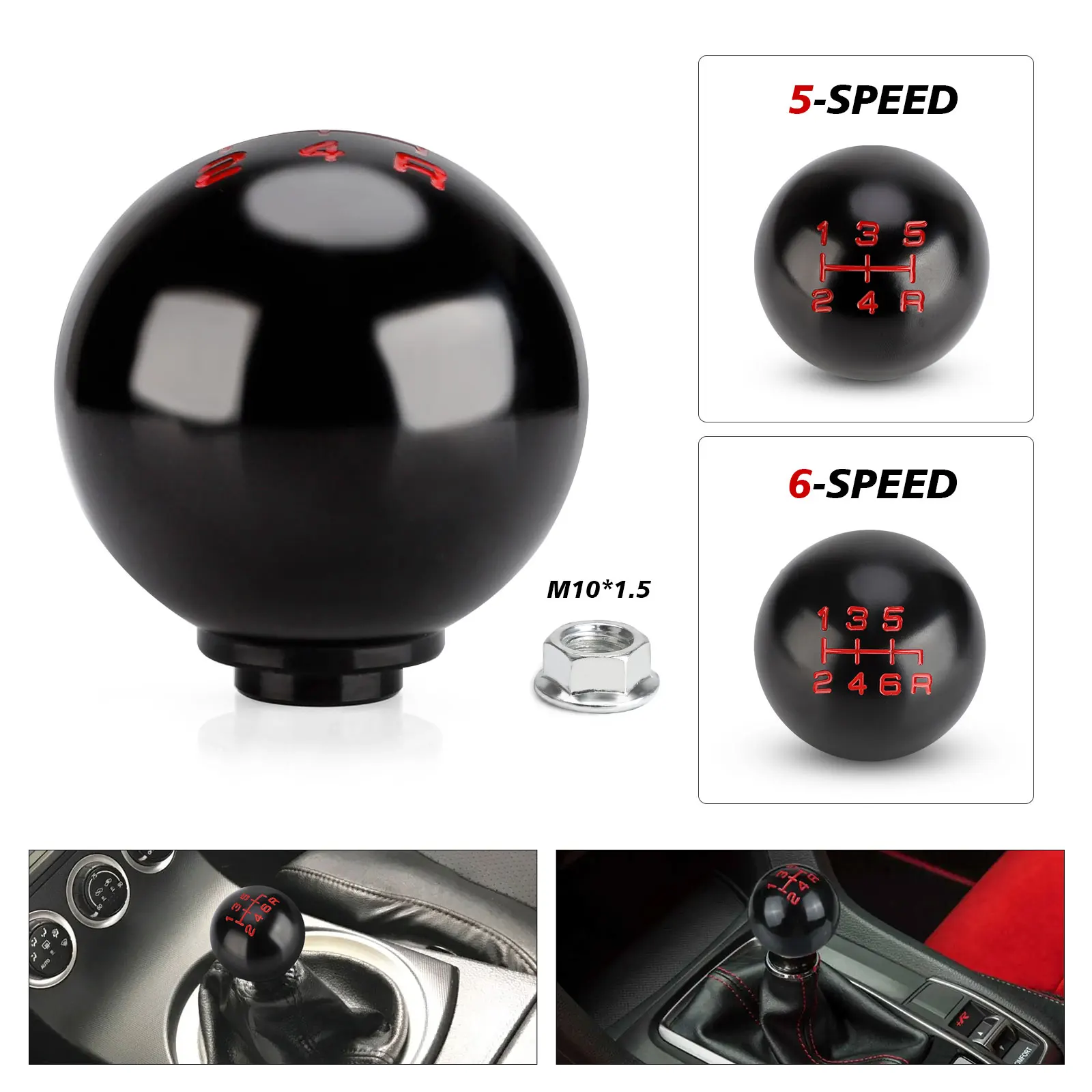 Car Shift Gear Knob Aluminum 5/6 Speed  Matte Ball Shape for Honda Fit Civic City FD2 FN2 EP3 TYPE R DC2 DC5 Shift knob M10*1.5