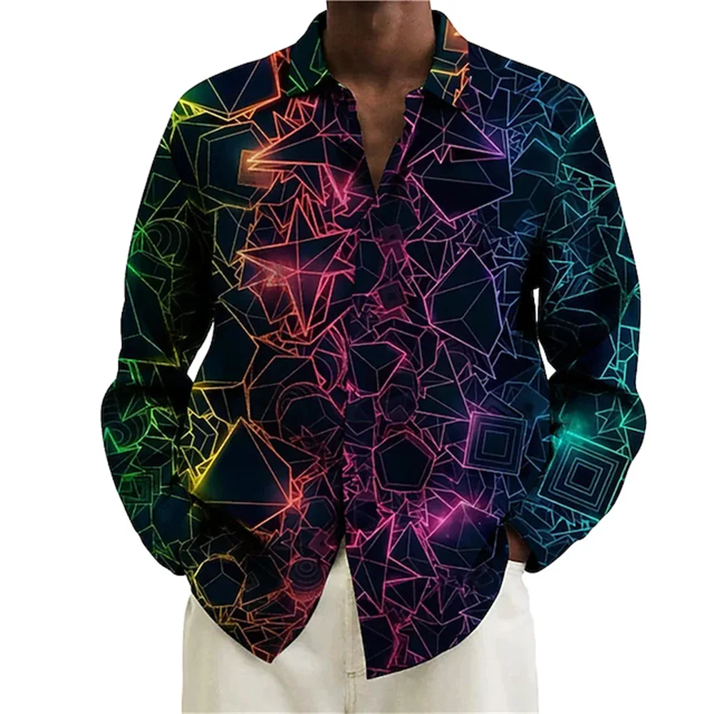 Camisa con estampado gráfico abstracto para hombre, ropa de manga larga en forma de herradura, color morado oscuro, tela suave, a la moda, nueva