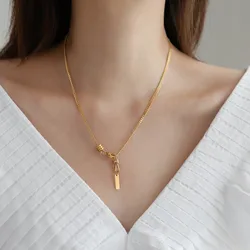 Titanium With 18 K Gold U Shape Zircon Link Pendant Necklaces Women Jewelry Punk Designer Club Cocktail Party Japan