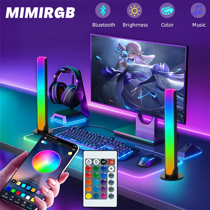 Barra de luz LED USB para decoração doméstica, mudança de cor, retroiluminação de TV, controle remoto, ritmo musical, luz atmosférica, ambiente PC, lâmpada de captação, RGB