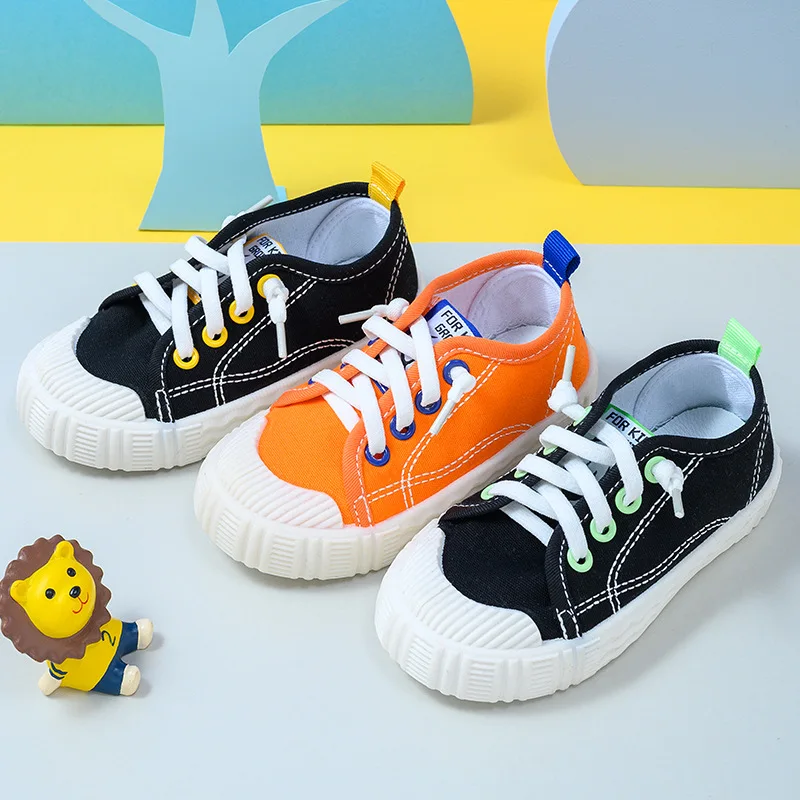 Zapatos bajos de lona para niños y niñas, zapatillas planas transpirables de fondo suave, antideslizantes, informales, primavera y otoño