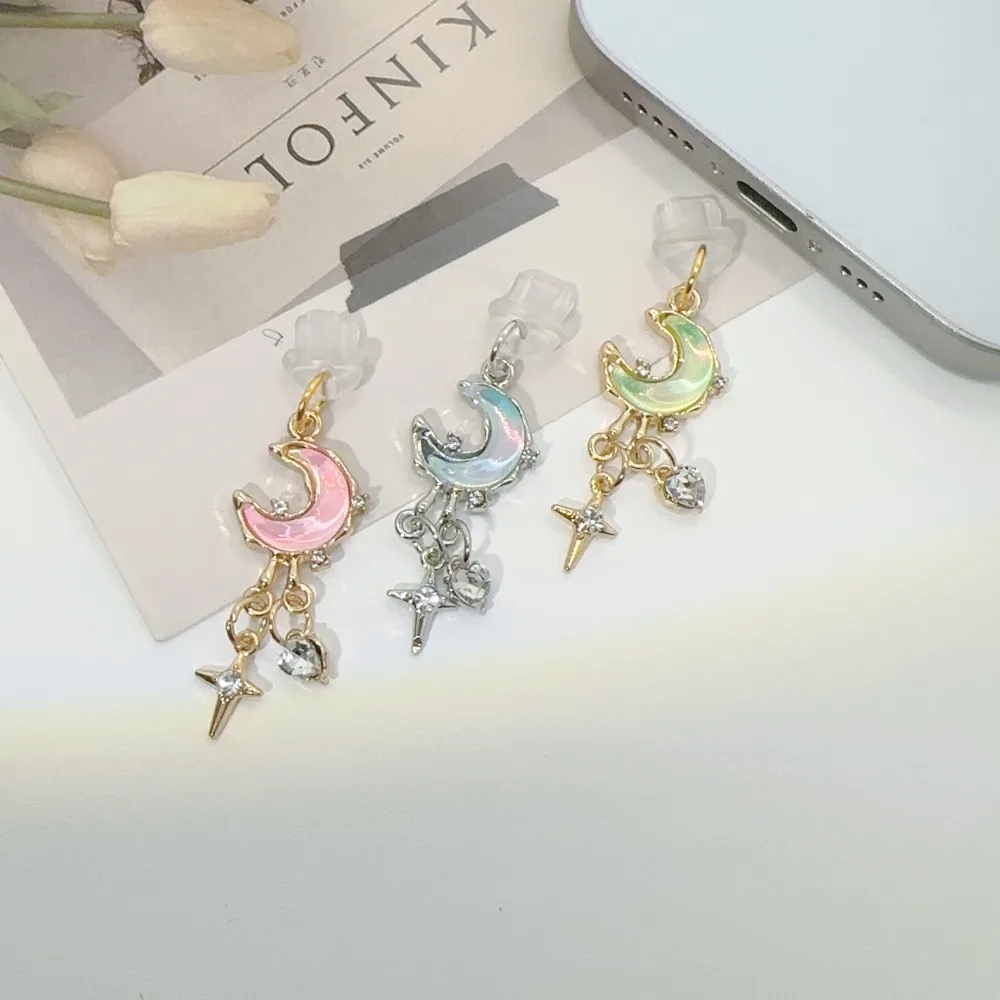 

Type C Dust Plug Moon Tassel Pendant Suitable For IPhone Charging Port Dustproof Accessories Simple Earrings DIY Accessories