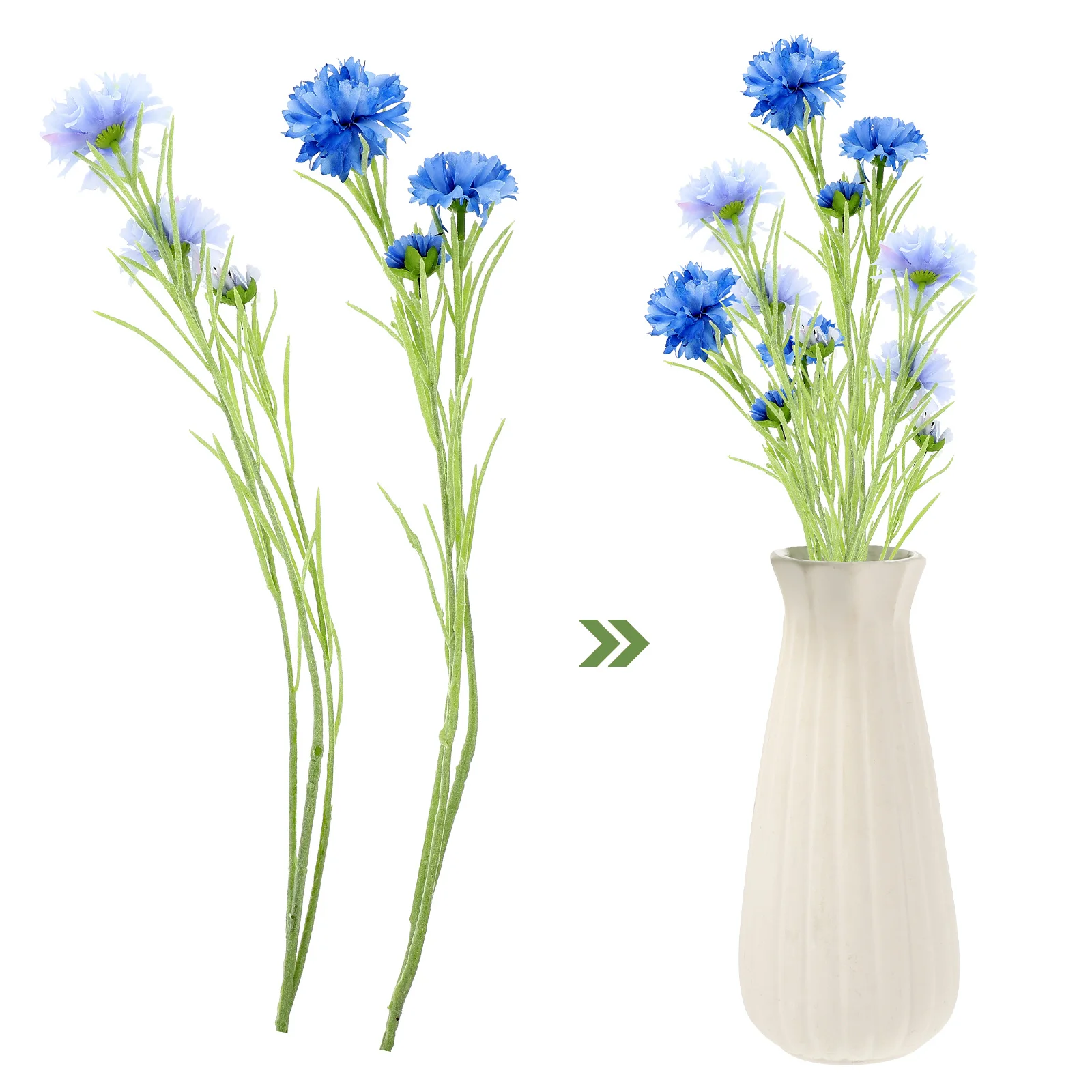

2Pcs Artificial Cornflower Bright Color Fake 3-Head Flower Bunches Realistic Home Garden Decor Simulation Cornflower
