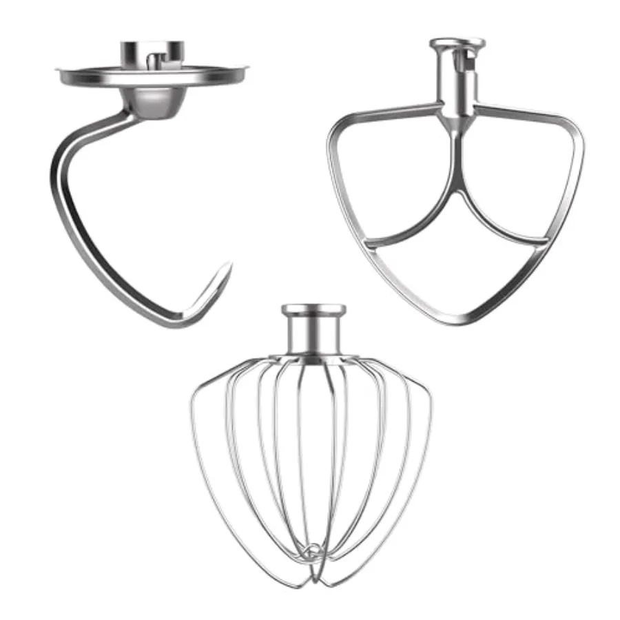 

3-Piece Stainless Steel Mixer Attachment Kit for KitchenAid 4.5/5 QT Tilt-Head Mixers K45WW Wire Whip K45DH Dough Hook and K45B