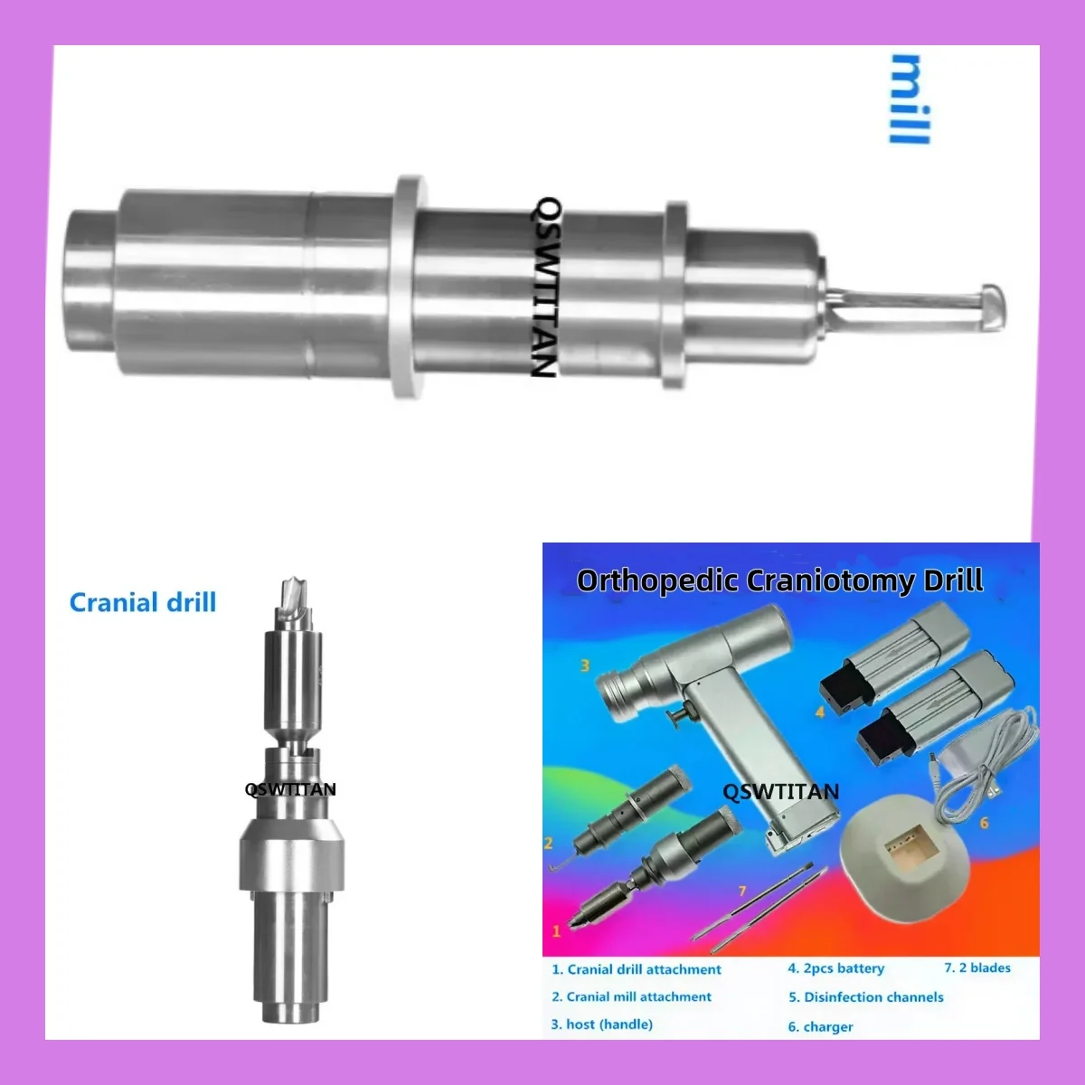 

Костный инструмент для черепной нейрохирургии, ортопедической системы дрели и мельницы для черепной нейрохирургии