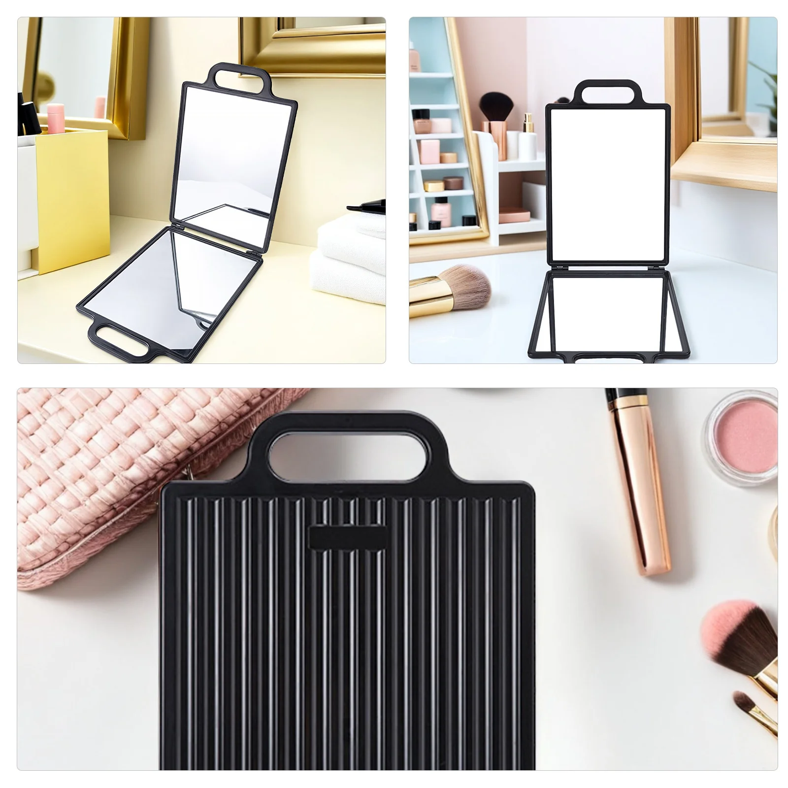 Double-Sided Folding Hairdresser Mirror Salon Back View Tool Portable Folding Rear View Mirror Haircutting Styling Accessory